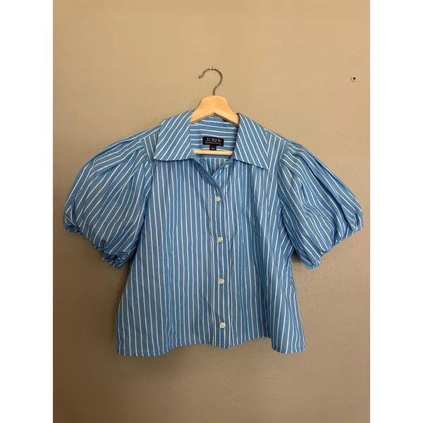 J. CREW Gamine Puff Sleeve Shirt in Stripe Size 4 - Image 3