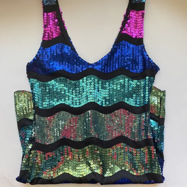 As You Wish rainbow sequin short mini dress, size medium - Image 2
