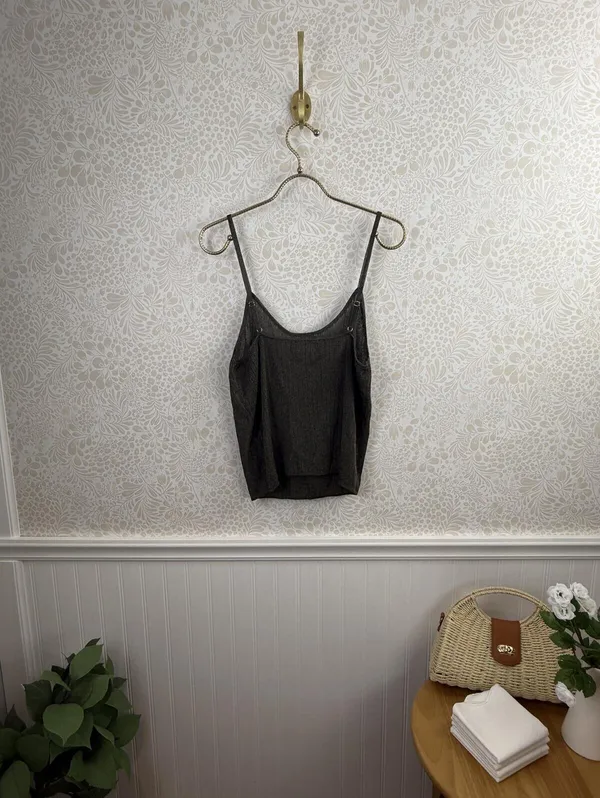 White Fox Metallic Gray Knit Adjustable Strappy Tank Top - Size - XL - Image 3