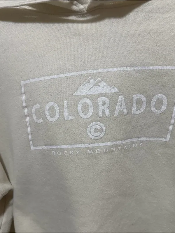 Cream Colorado Cropped Sweatshirt Mountain Graphic Size Medium - Image 3