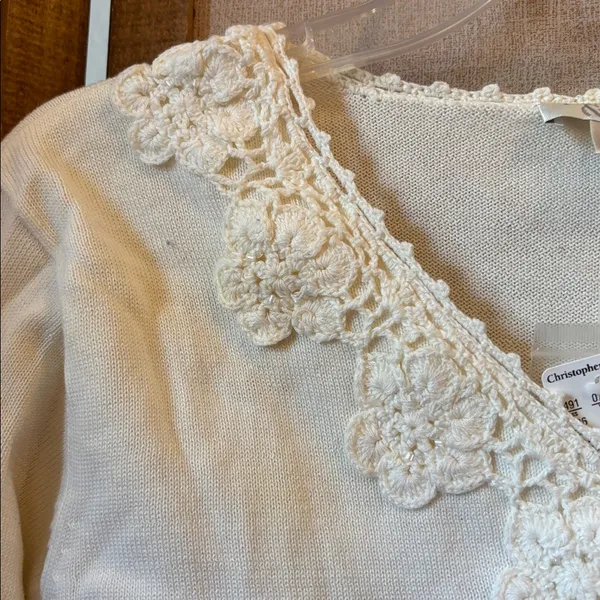 Christopher & Banks Cream Lace Detail Long Sleeve knit Top large NWT - Image 2