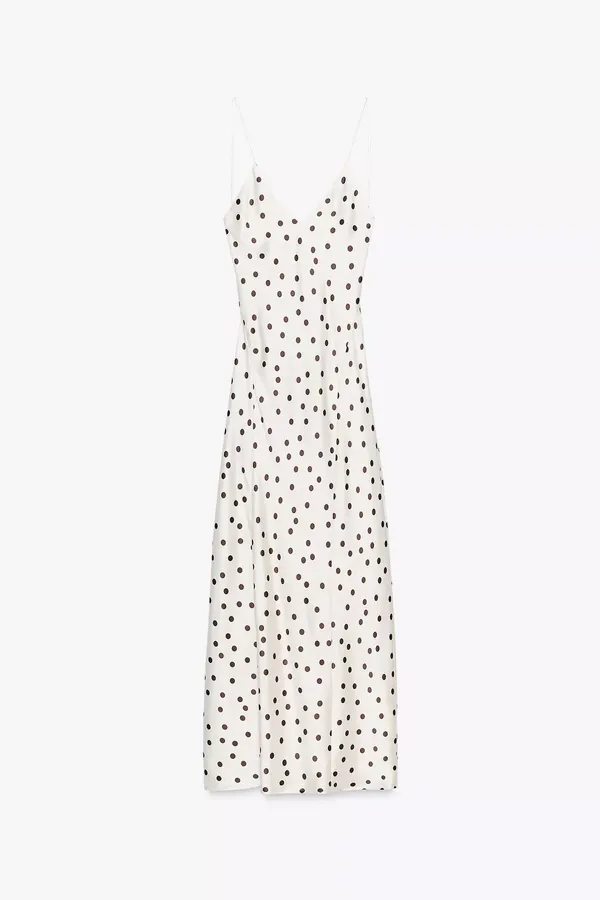 Zara Elegant Polka Dot satin effect Slip maxi Dress - Image 9
