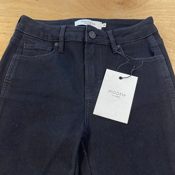 Hidden Los Angeles Womens‎ High Rise Slit Hem Ryan Bootcut Jeans Black Sz 24 NWT - Image 2