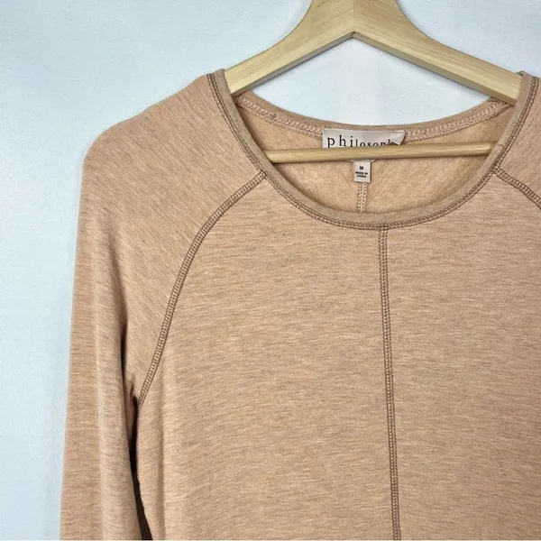 Philosophy Light Tan Crewneck Swing Trapeze Knit Mini Dress M‎ - Image 3