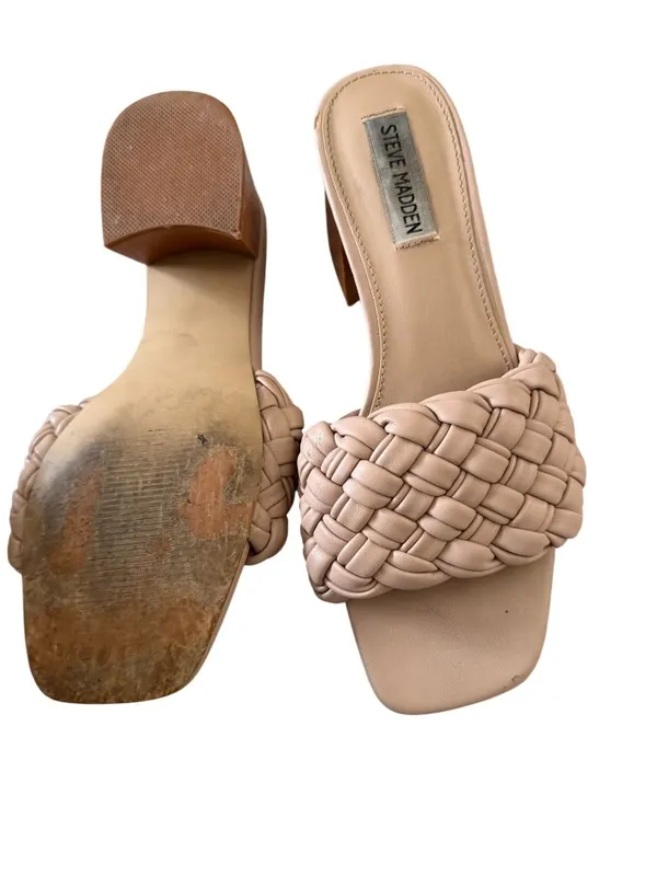 STEVE MADDEN Beige Braided Sandals Heels 7.5 - Image 5
