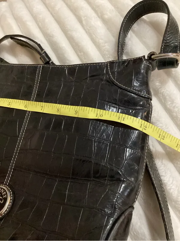 Dooney & Bourke Black Croc-Embossed Crossbody Bag - Image 12
