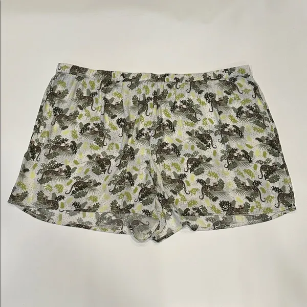Lands End Matte Satin Pajama Set 2pc White Leopard 3X Long Sleeve Top Shorts - Image 10