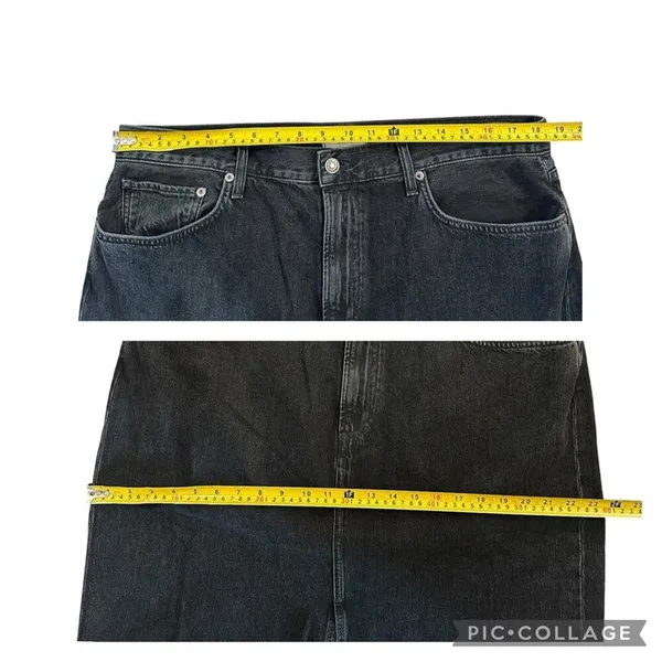 NEW Agolde Leif Front Slit Denim Maxi Skirt Spider Black Size 32 Casual $238 - Image 9