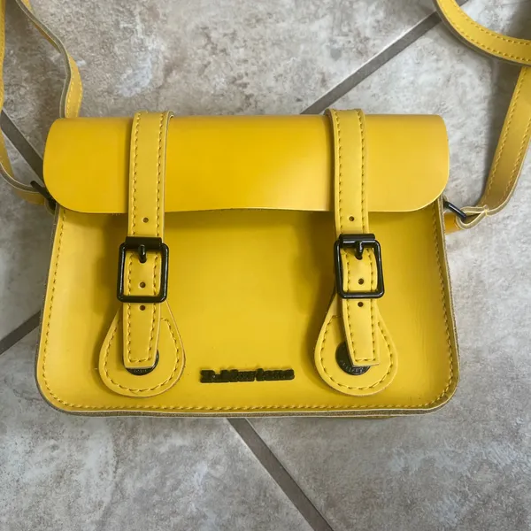 Dr Martens 7 Inch Yellow Leather Satchel Mini Crossbody Bag Buckle Accent - Image 2
