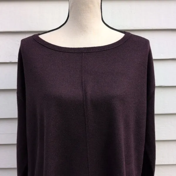 LOFT Mixed Media Sweater | Loft Maroon Mixed Media Sweater - Image 2