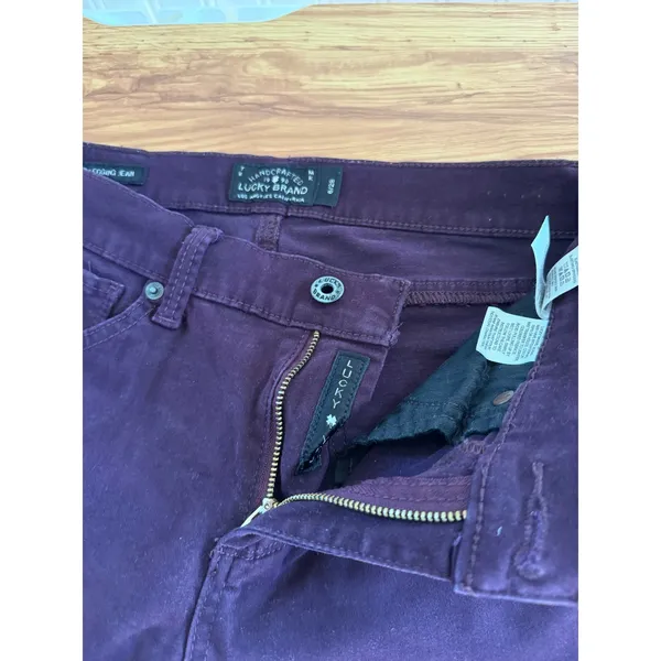 Lucky Brand Brooke Legging Jeans Purple Velour Skinny Pants Size 6/28 - Image 8