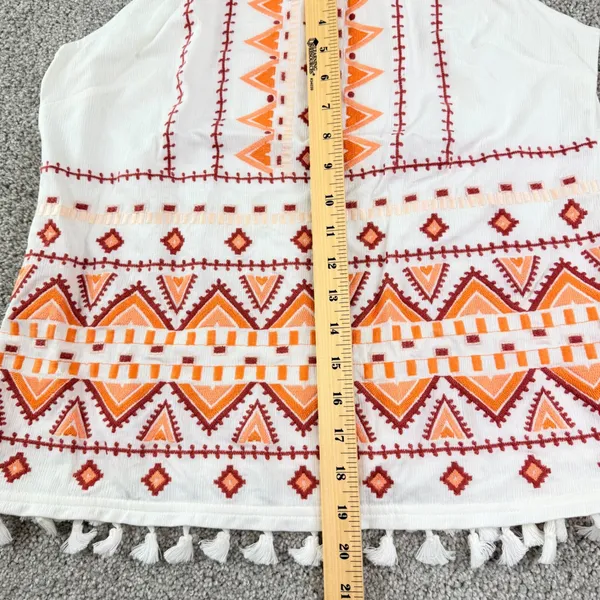 Skies Are Blue Embroidered Halter Top Womens M Tassel‎ Boho Southwestern Peasant - Image 6