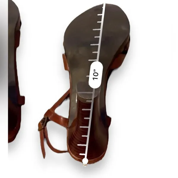 Banana Republic Vachetta Strappy Leather Slingback Heels Sandals‎ Sz 7 Estimated - Image 10