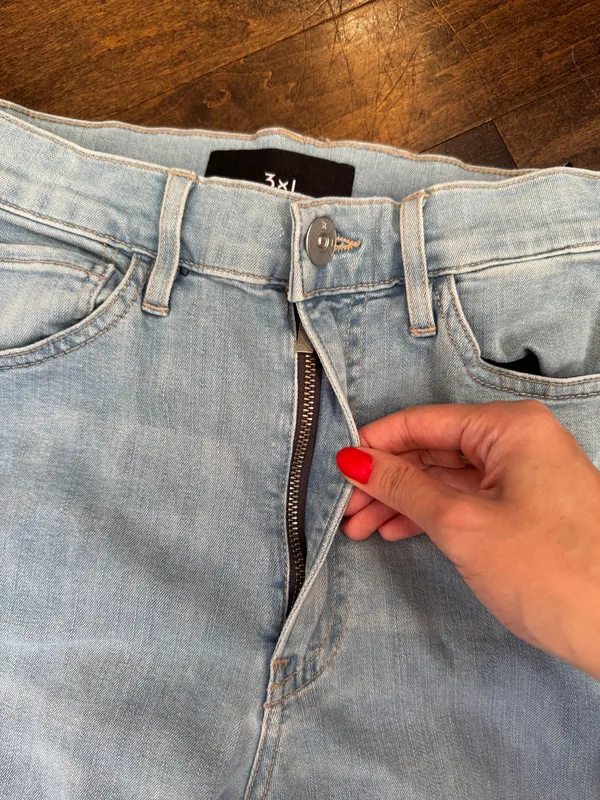 Saks 3x1 NYC light wash side slit flare high waisted stretch jeans - Image 8