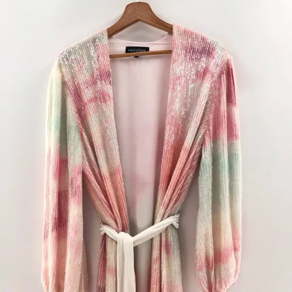 Retrofete‎ Gabrielle Robe Dress in Marble Pink Small - Image 6