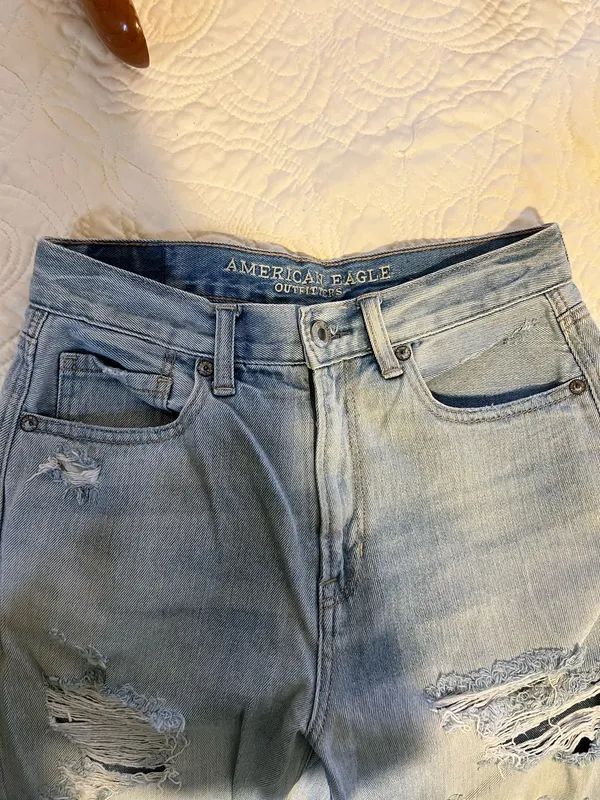 American Eagle Mom Jeans Distressed Light Wash Denim - Image 2