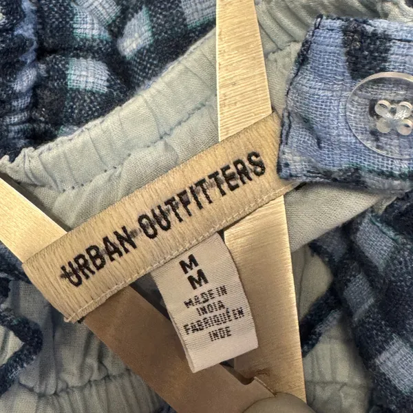 Urban Outfitters Blue Gingham Sunburst Lace Up Mini Dress Medium Summer - Image 8