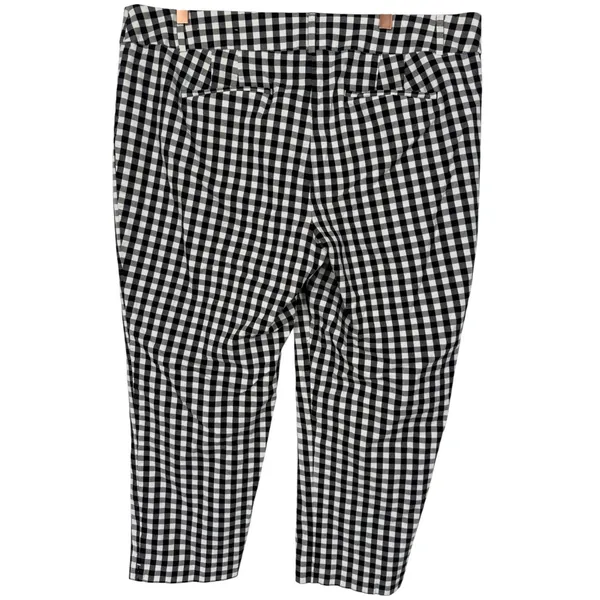 Ann Taylor Women's Curvy Gingham Cropped Pants Black White Check Size 16 Preppy - Image 5