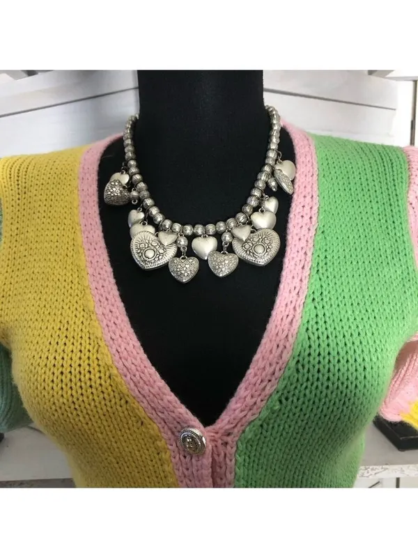 Y2K cropped knit top color block feminine coquette fairy boho cute-goth festival - Image 9