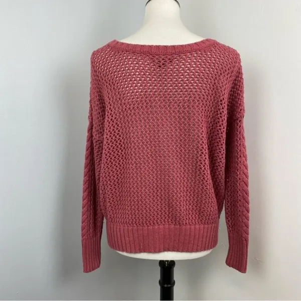 American Eagle Mauve Loose Knit Chunky Sweater Large Crew Neck - Image 4
