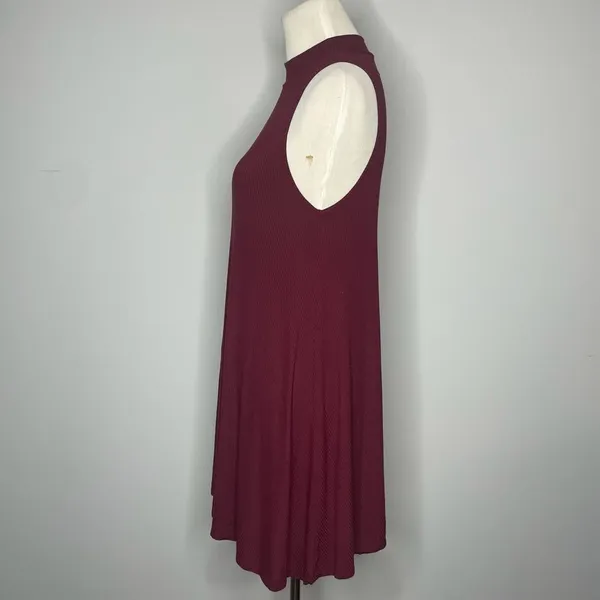 Ambiance- Maroon Ribbed Halter Dress - Image 4