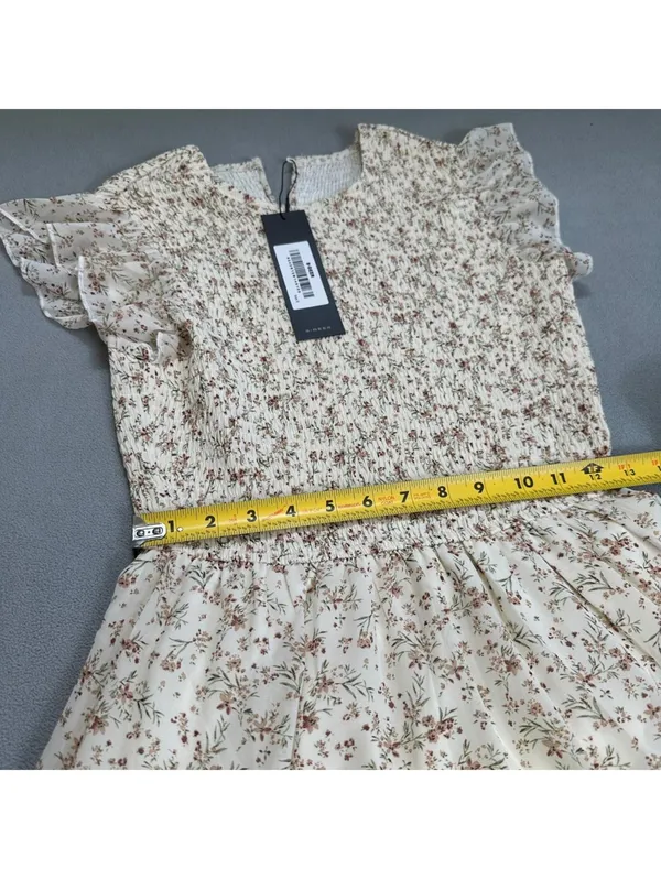 S.DEER Floral Smocked Maxi Dress Women’s Small NWT Cream Cottagecore Ruffle - Image 6
