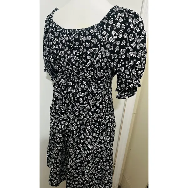 Y2K Cottagecore Coa Floral Dress Puff‎ Sleeve Coquette Fairy Largetal Cowgirl - Image 3