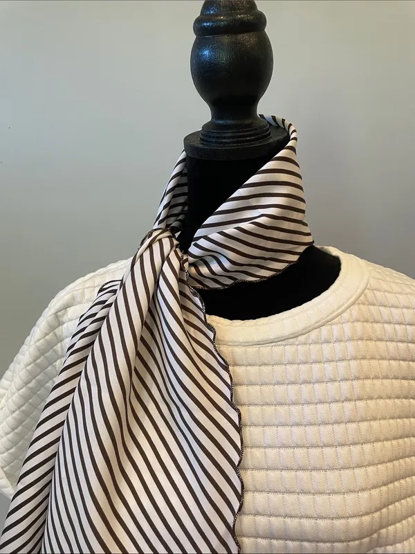Striped Brown and White vintage Scarf - Image 2