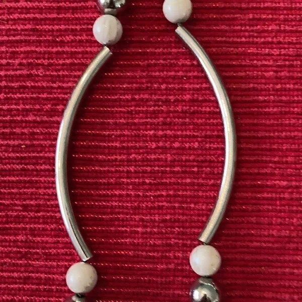 Vintage Park Lane necklace silver medallion with silver & grayish beads EVC - Image 6