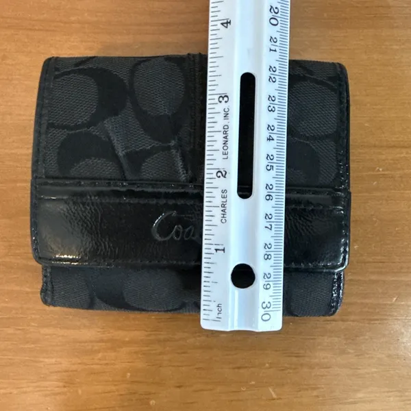 Coach Soho Pleated Black Signature Jacquard Leather Trim Trifold Wallet Y2K - Image 15