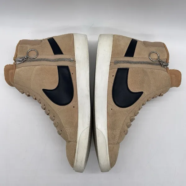 Nike Womens 7 Shoes Shoes Blazer Mid Rebel XX Bio‎ Beige Suede Sneakers Side Zip - Image 4