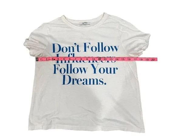 Zara graphic baby blue letter boxy cropped top tee women's medium influencer - Image 3