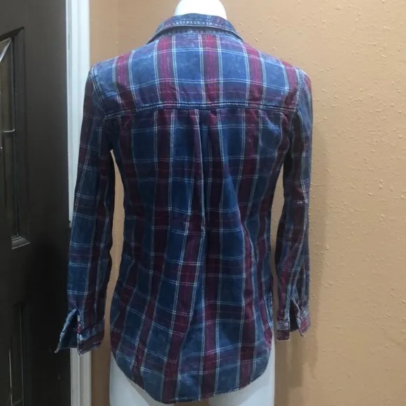 Sneak peek plaid button up shirt Blue - Image 4