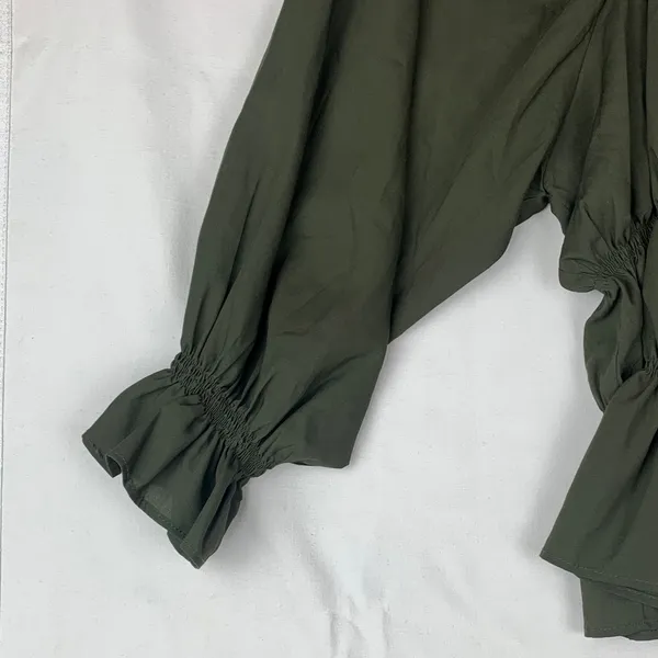 Springfield size eu 40 medium Olive Green Blouse Renaissance cosplay sand dollar - Image 4
