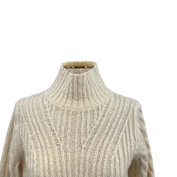 & Other Stories Cable Knit Sweater‎ Cropped Wool Blend Cream Ivory Size Small - Image 4