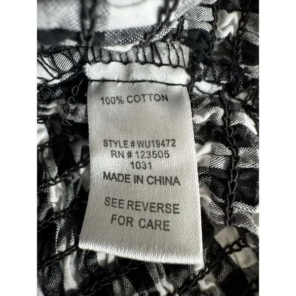 Heart Hips Gingham Smocked Tube Top Black White Check Size L Cottagecore Summer - Image 4