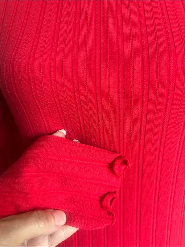 J. Crew Ribbed Scalloped Trim Red Turtleneck Sweater Size XS NWT - Image 6