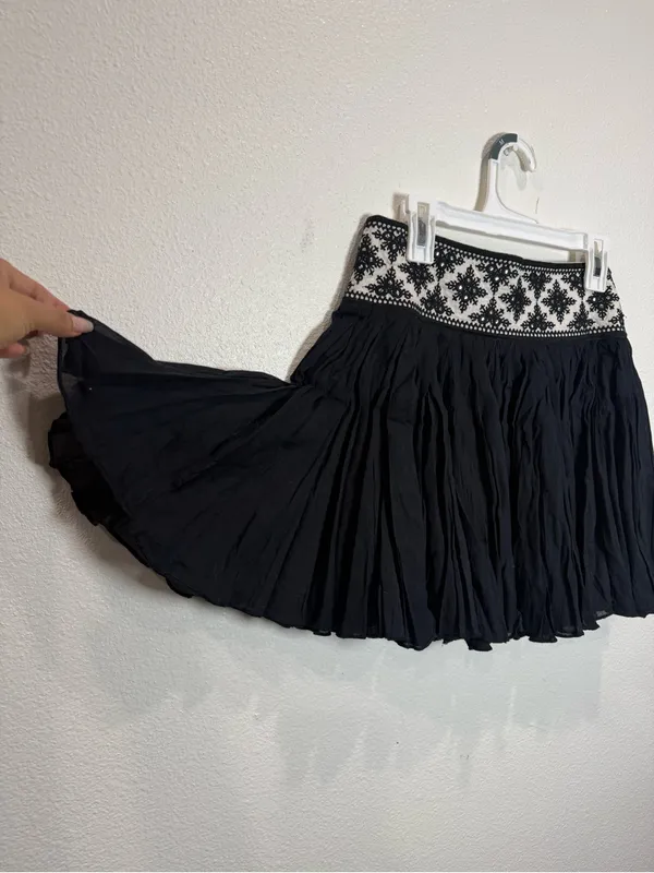 Free People Black Mini Skirt Boho Embroidered Mirror Fairycore Flirty Whimsygoth - Image 4