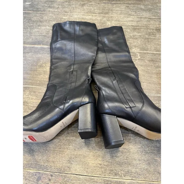 COLE HAAN CHRYSTIE women leather block heel knee-high boots COLOR BLACK SIZE 5.5 - Image 7