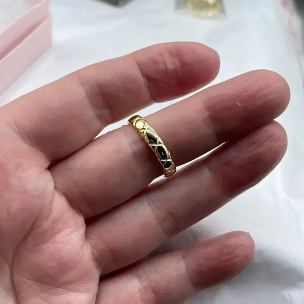 14K plated sterling silver size 8 simple X pattern ring. Gold - Image 3