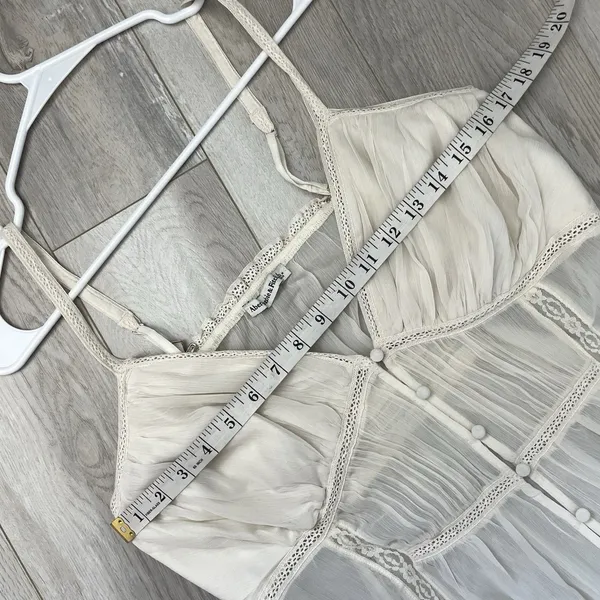 Abercrombie & Fitch Dress sheer chiffon midi womens Cream (large) boho feminine - Image 3
