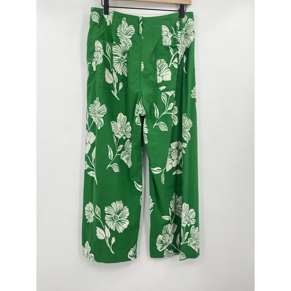 Women's Pants Marve Green Colette 30 Floral High Waist Crop Resort Kelly Bright - Image 7