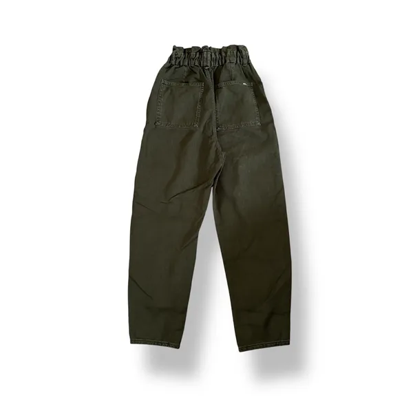 EUC ZARA Paperbag Barrel Jeans Olive Green - Image 2