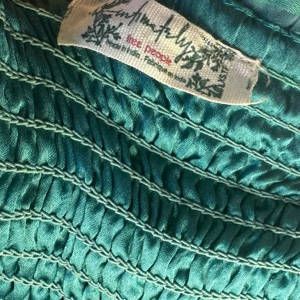 Free People Now or Never Corset Crop Tank Ruffle Floral Textured Teal Green XS - Image 5