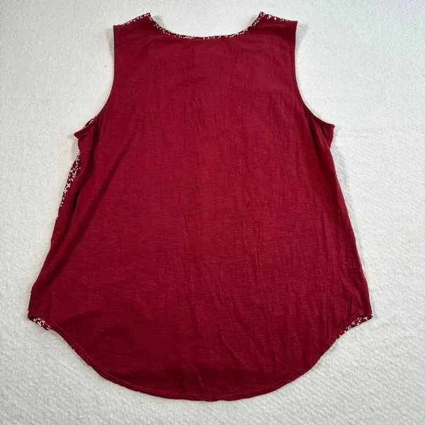 Dolan Anthropologie Tank Top Women's Large Wine Floral Solid Back Pleated Front - Image 2