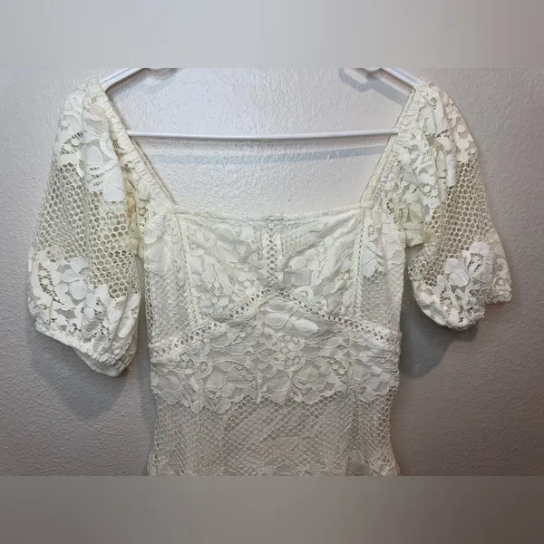 Free People Be Your Baby Lace Mini Dress‎ in Ivory Size XS - Image 4