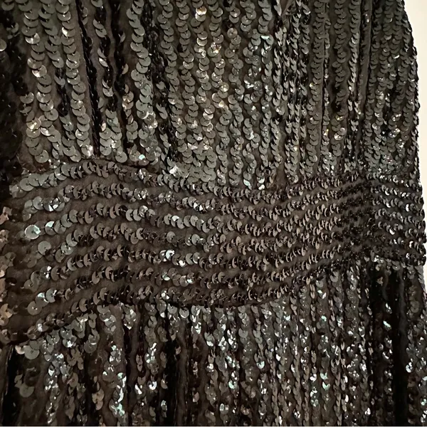 Lee Jordan Vintage Sequin Formal Dress Women's 14 Black‎ Evening 70s Whimsigoth - Image 3