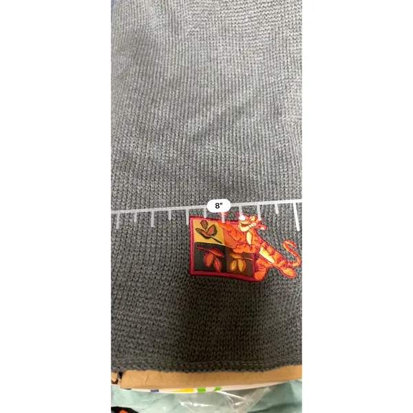 Disney Pooh Tigger Striped Knit Scarf Gray Black Tan Embroidered‎ Crest 60 Inch - Image 5