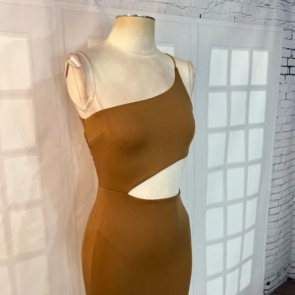 Princess Polly MIA ASYMMETRICAL MINI DRESS BROWN size 2 - Image 7