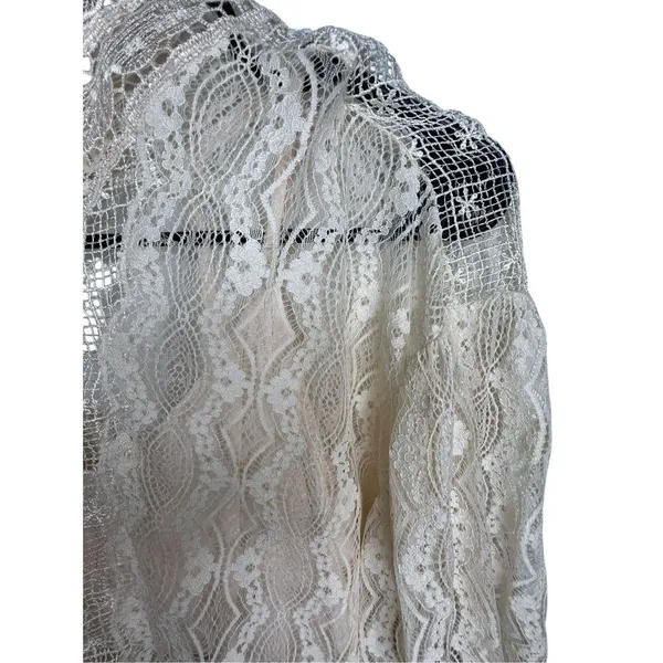 Free People Cream Half Sleeve Lace Mini Dress With Open Back - Image 3